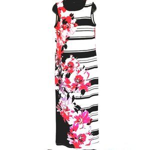 Sandra Darren Women's Sleeveless Floral Stripe Dress Size 10